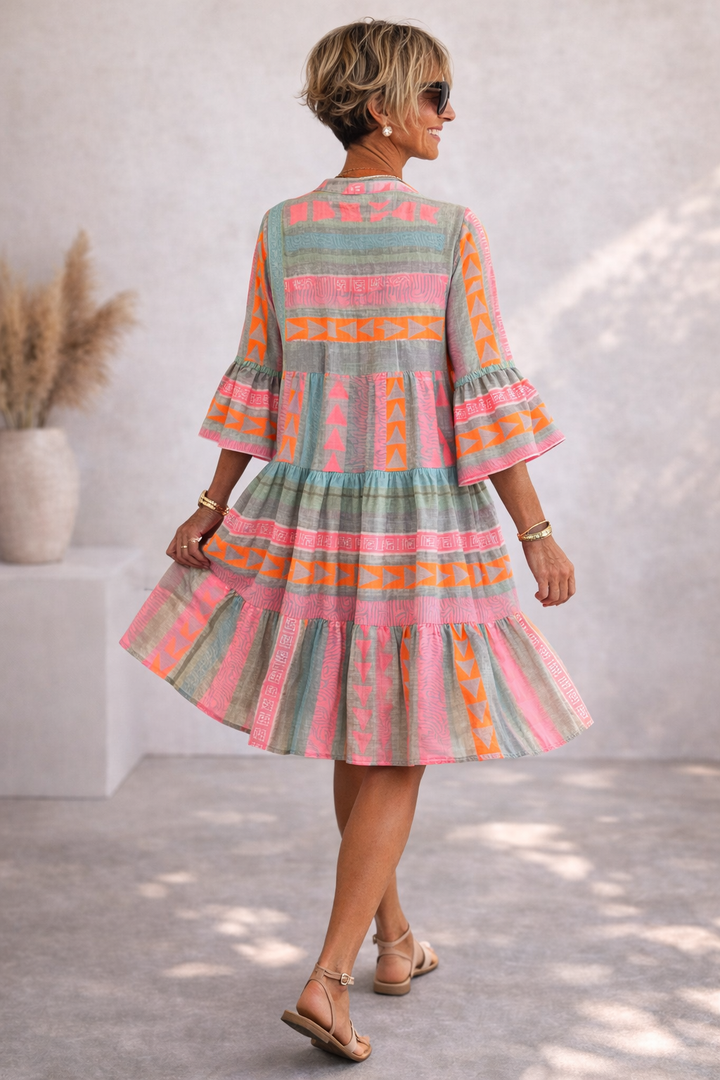 Lunara™ | Vibrant Breeze Midi Dress