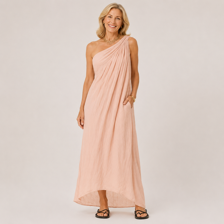 Debra™ | Draped One-Shoulder Maxi Dress
