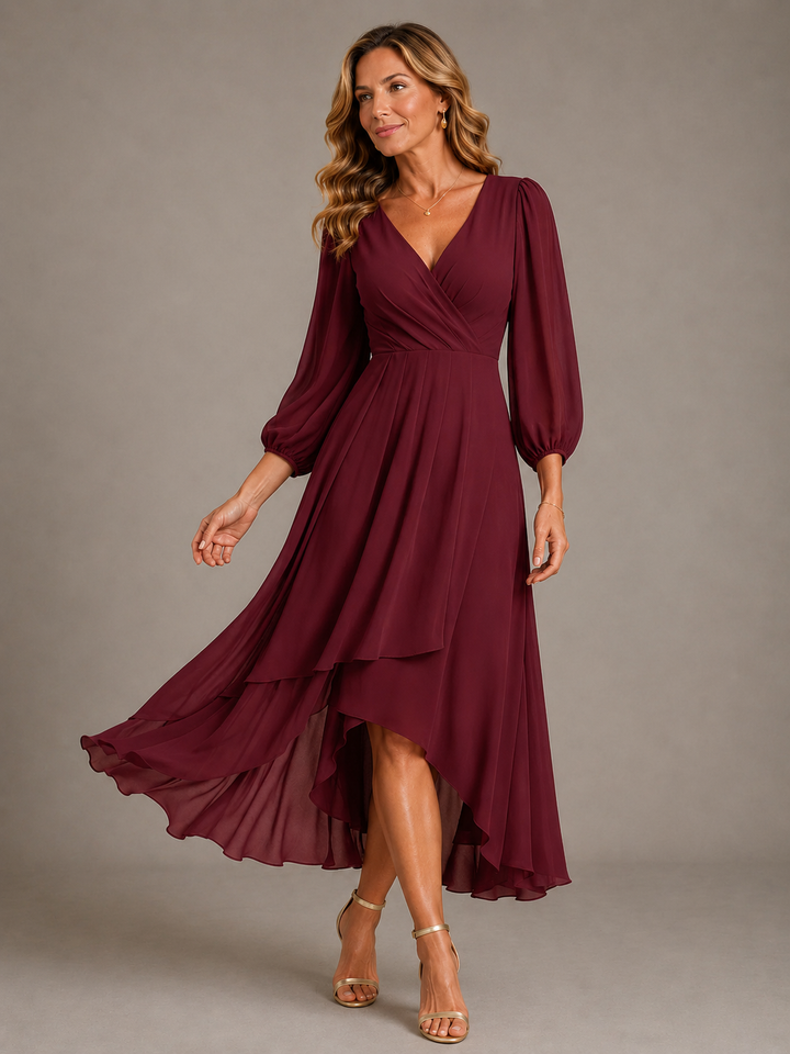Lisette™ | Elegant V-Neck Long Dress