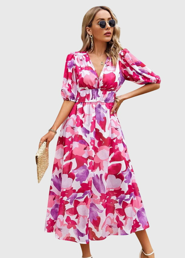 Jamie | Flattering Floral Midi Dress