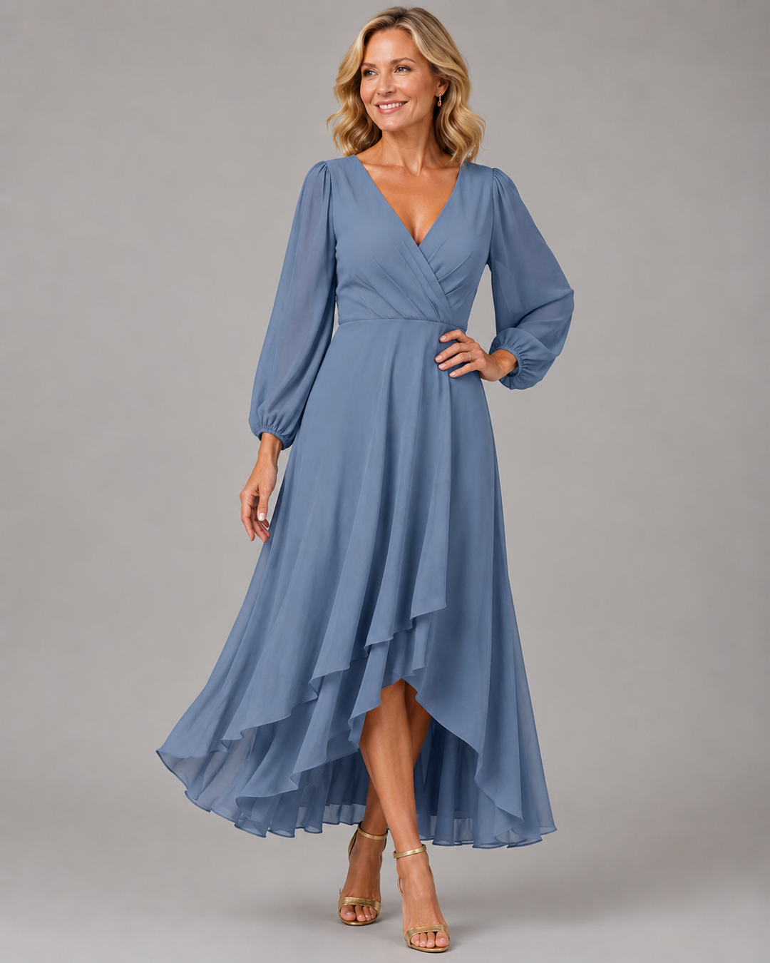 Noëlle™ | Elegant V-neck Long Dress