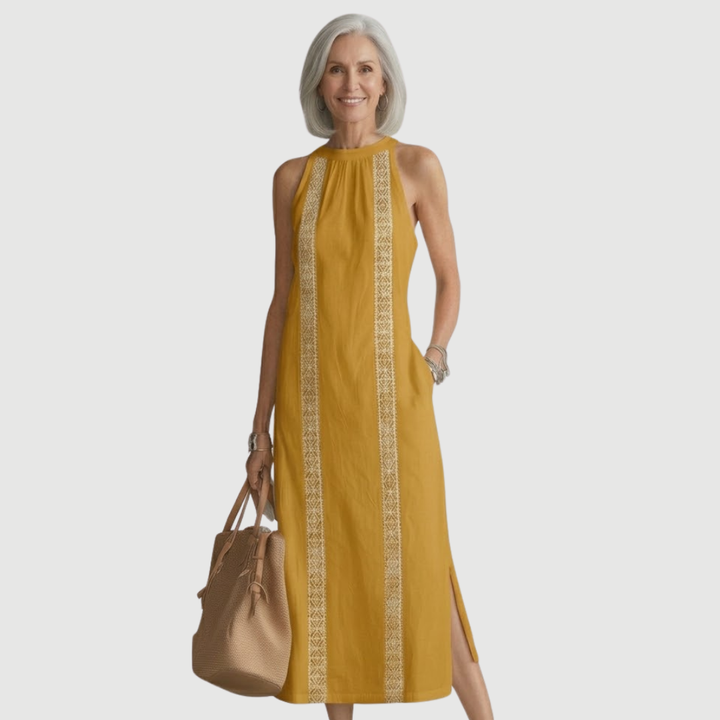 Savelle™ | Refined Embroidered Midi Dress
