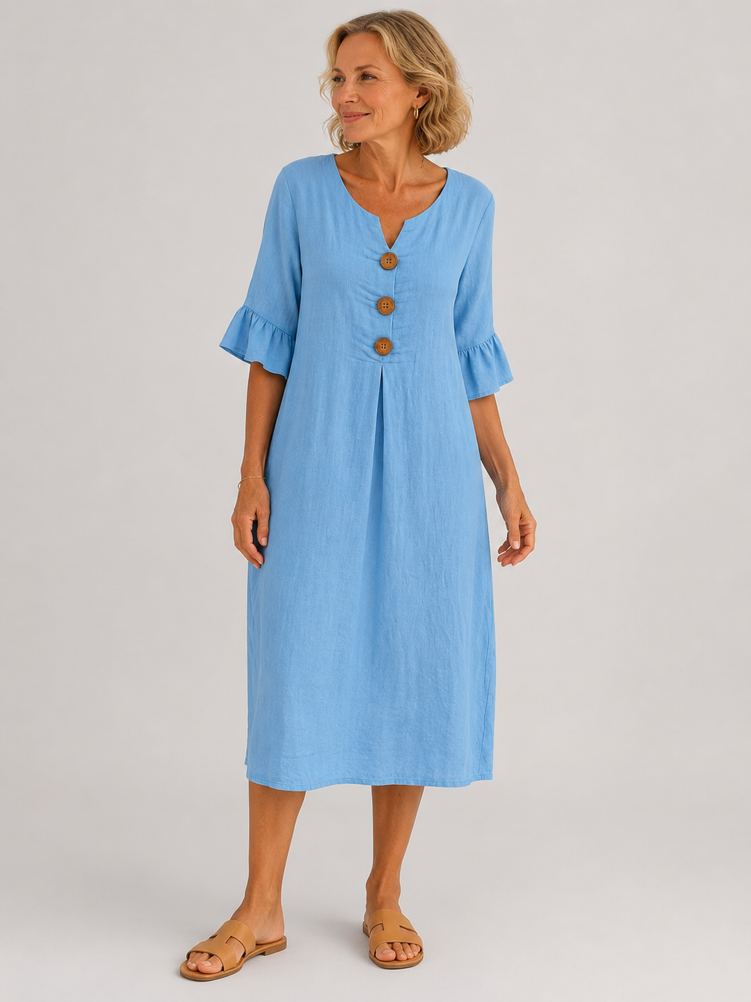 Calira™ | Breezy Button Dress