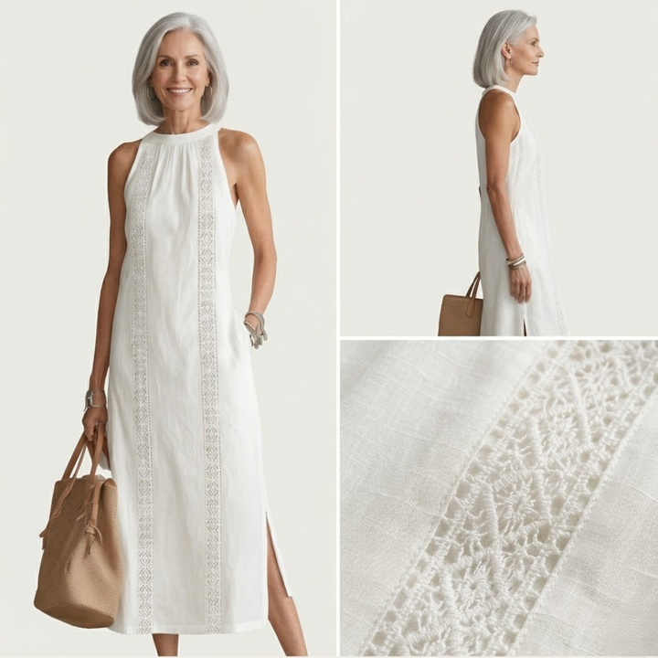 Savelle™ | Refined Embroidered Midi Dress