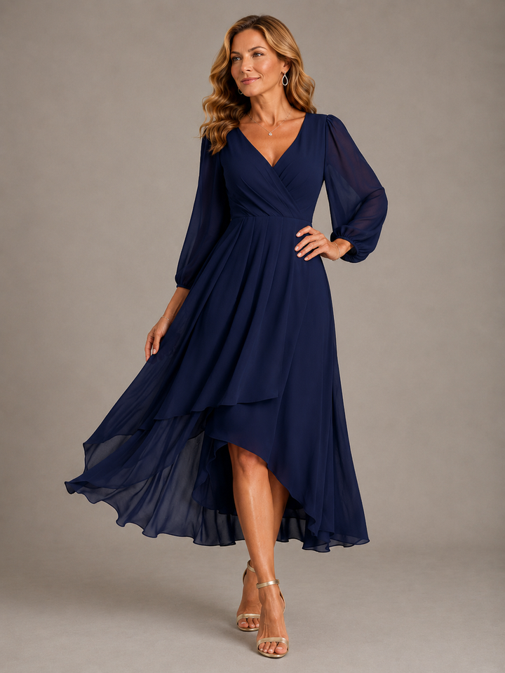 Marielle™ | Elegant V-Neck Long Dress
