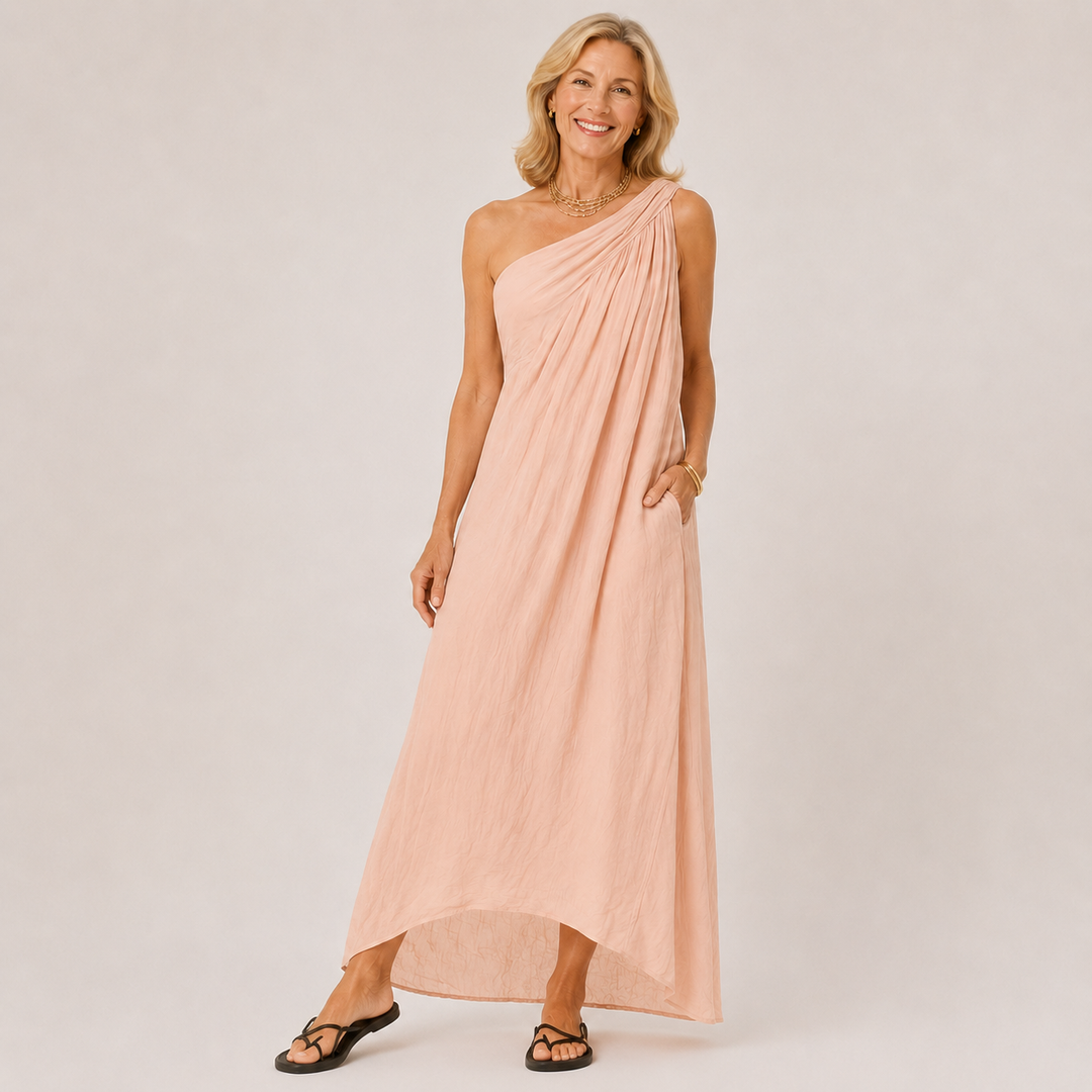 Debra™ | Draped One-Shoulder Maxi Dress
