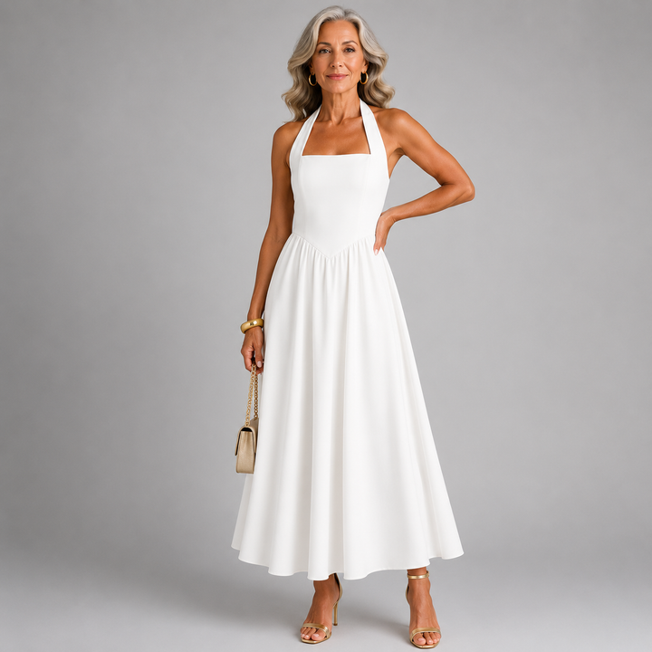 JESSA™ | Sleeveless Halter Ruched Pocket Dress