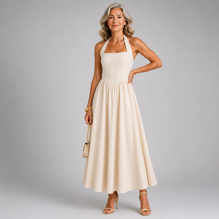 JESSA™ | Sleeveless Halter Ruched Pocket Dress
