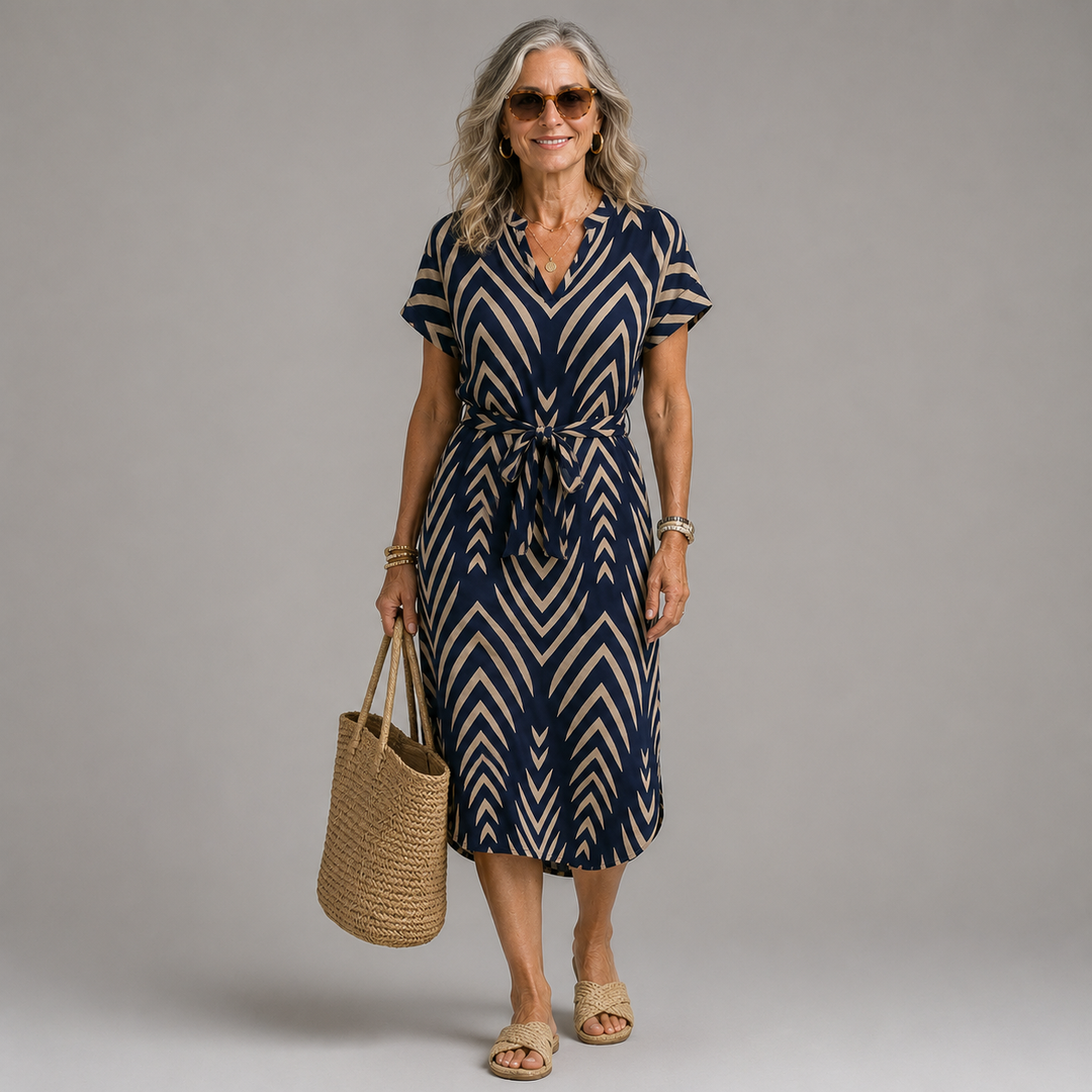 Denha | Airy Fit Patterned Midi Dress