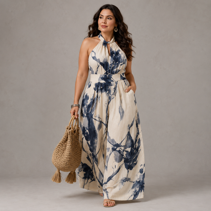 Yameshia I Ink Wash Print Wide Leg Jumpsuit