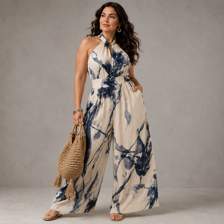 Yameshia I Ink Wash Print Wide Leg Jumpsuit