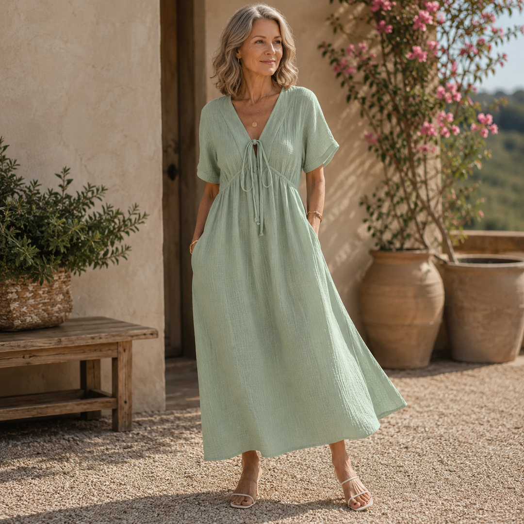 Lavendor I Elegant V-Neck Maxi Dress