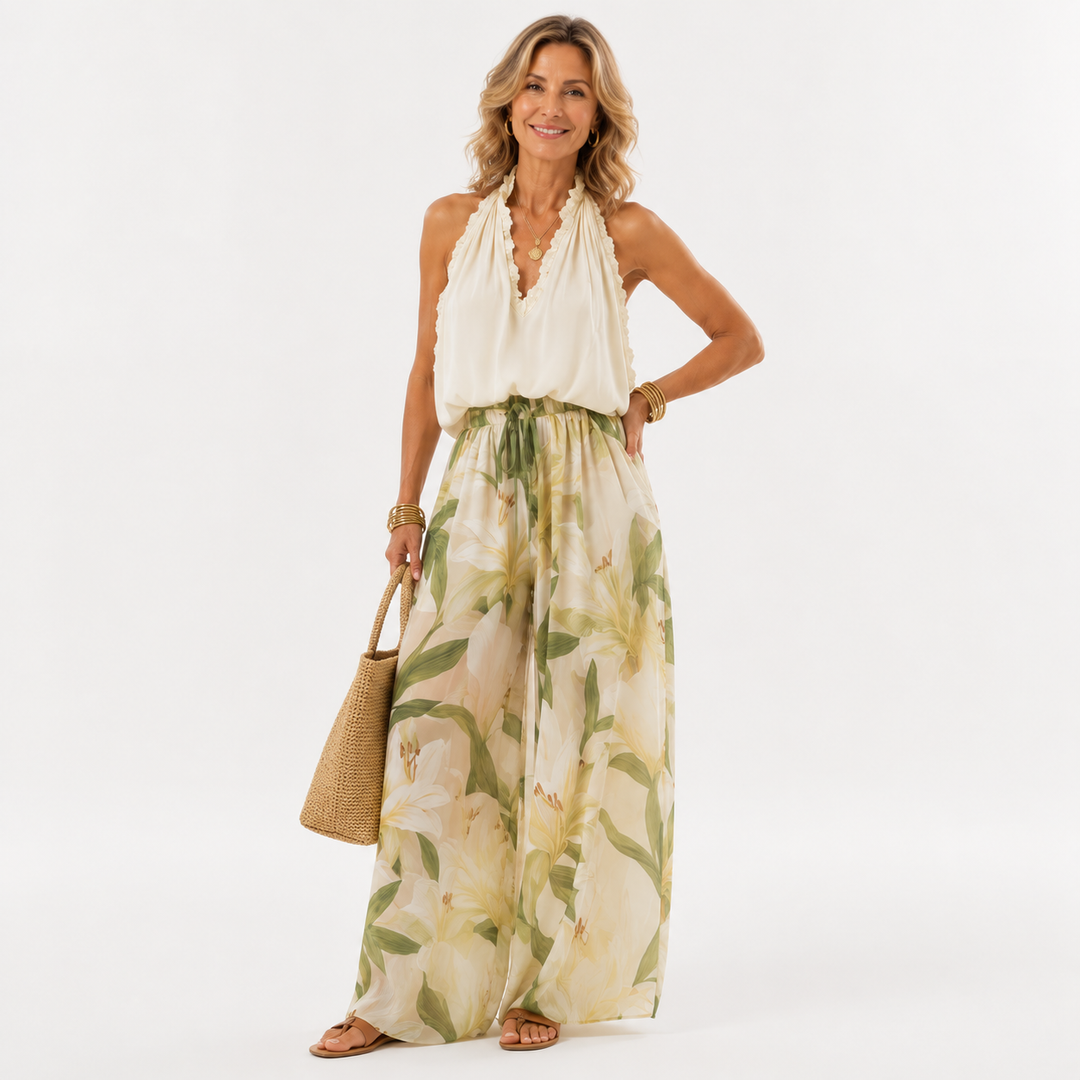 Hyracinthy | Elegant Flowing Floral Two-Piece Set