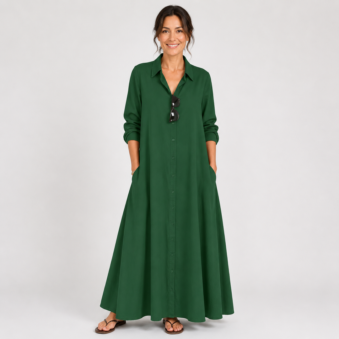 Evelyn™ | Relaxed Button Front Maxi Dress