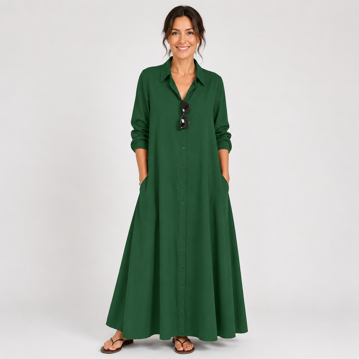 Evelyn™ | Relaxed Button Front Maxi Dress