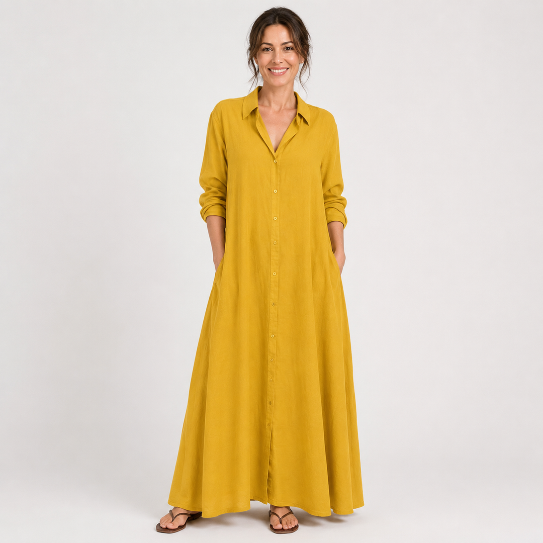 Evelyn™ | Relaxed Button Front Maxi Dress
