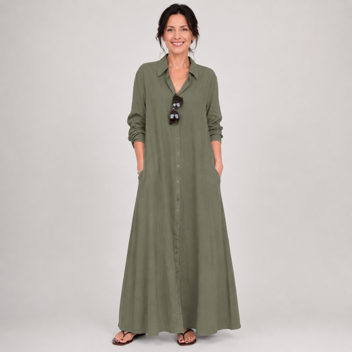 Evelyn™ | Relaxed Button Front Maxi Dress