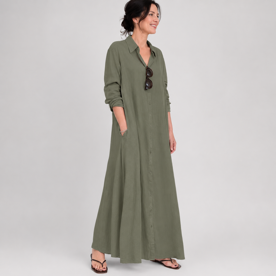 Evelyn™ | Relaxed Button Front Maxi Dress