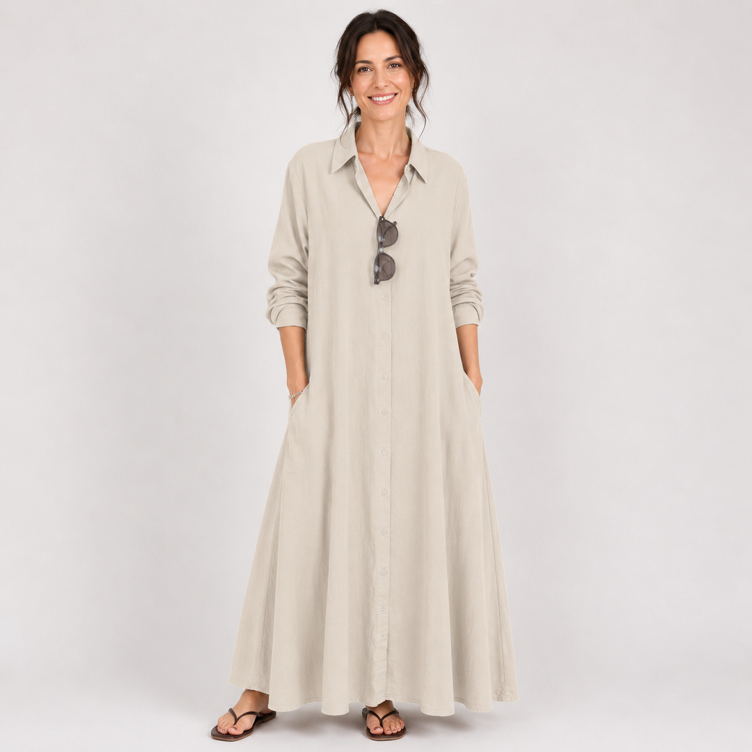 Evelyn™ | Relaxed Button Front Maxi Dress