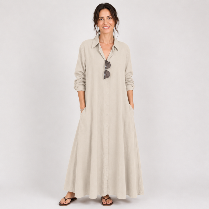 Evelyn™ | Relaxed Button Front Maxi Dress