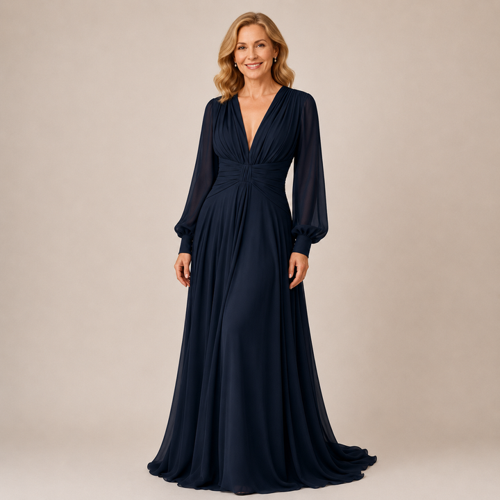 Angela™ | Ruched Chiffon Evening Gown