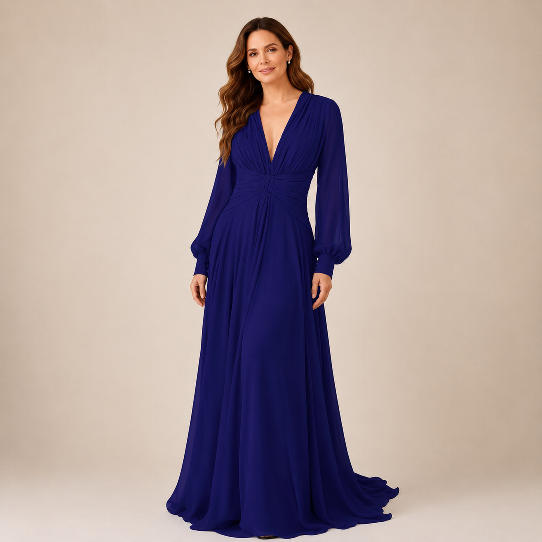 Angela™ | Ruched Chiffon Evening Gown