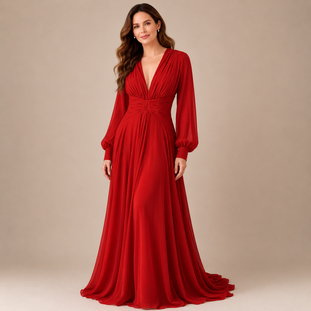 Angela™ | Ruched Chiffon Evening Gown