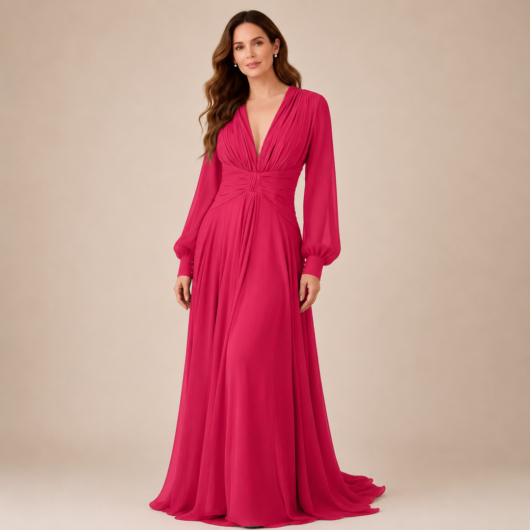 Angela™ | Ruched Chiffon Evening Gown