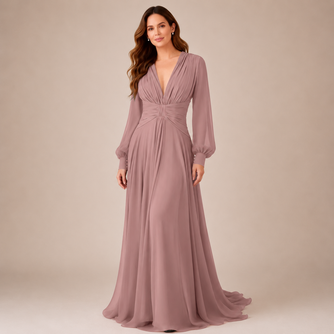 Angela™ | Ruched Chiffon Evening Gown