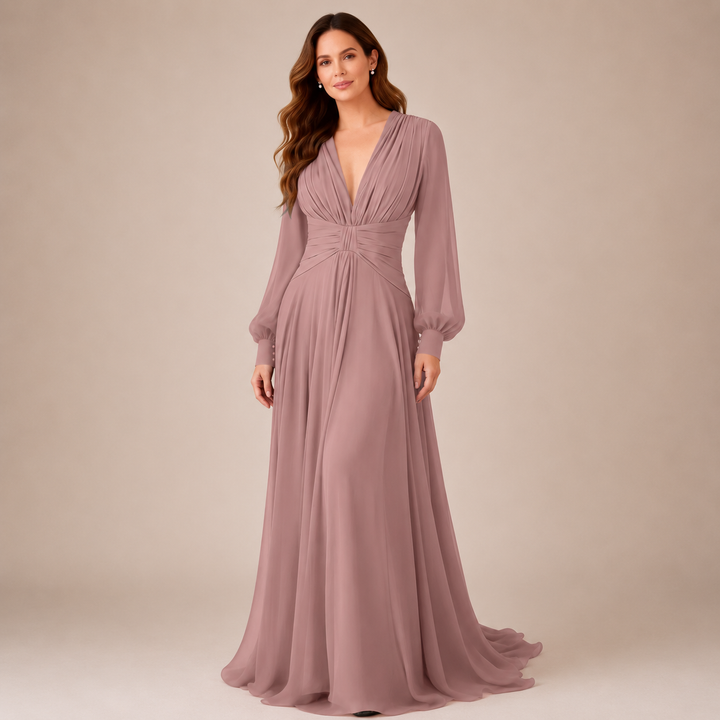 Angela™ | Ruched Chiffon Evening Gown