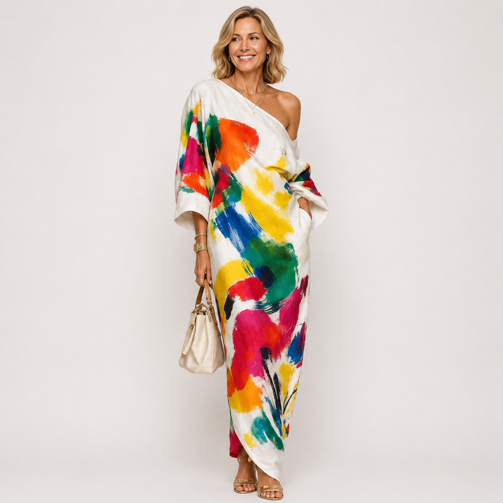 Kimberly™ | Artistic One-Shoulder Maxi Dress