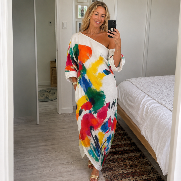 Kimberly™ | Artistic One-Shoulder Maxi Dress