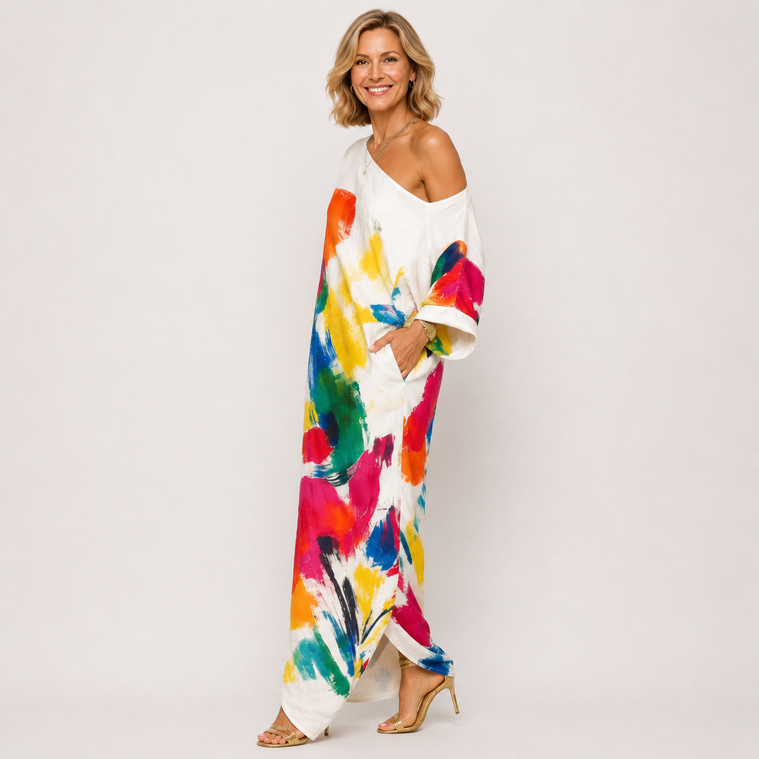 Kimberly™ | Artistic One-Shoulder Maxi Dress