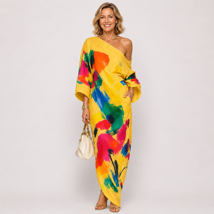 Kimberly™ | Artistic One-Shoulder Maxi Dress