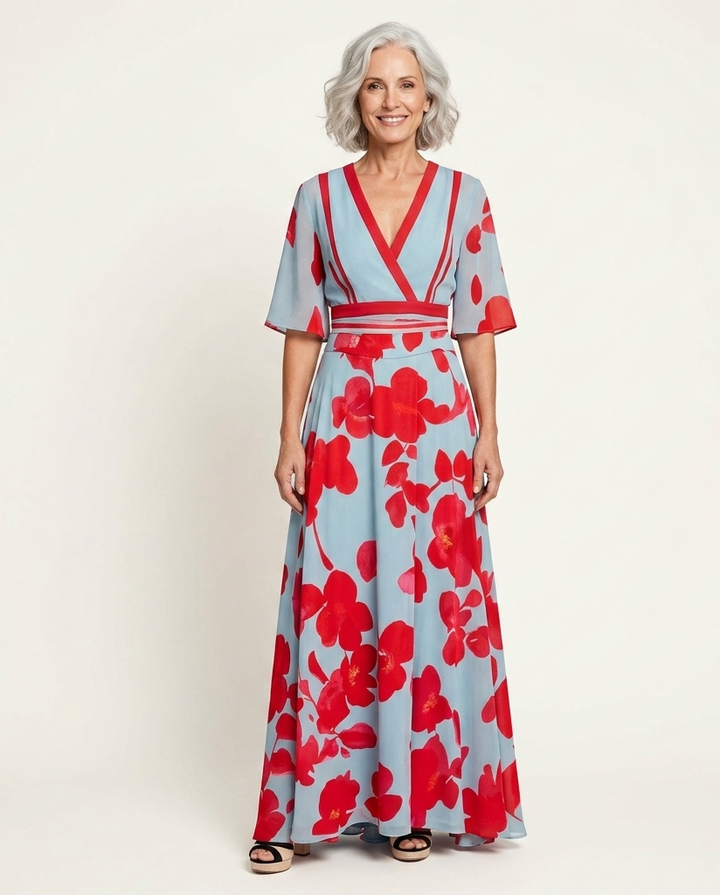Michelle™ - Elegant Floral Wrap Dress