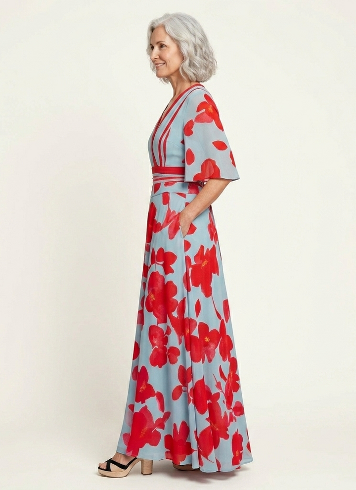 Michelle™ - Elegant Floral Wrap Dress