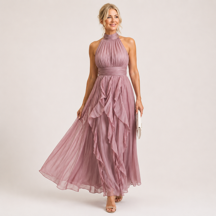 Celestia | Ruffled Halter Maxi Dress