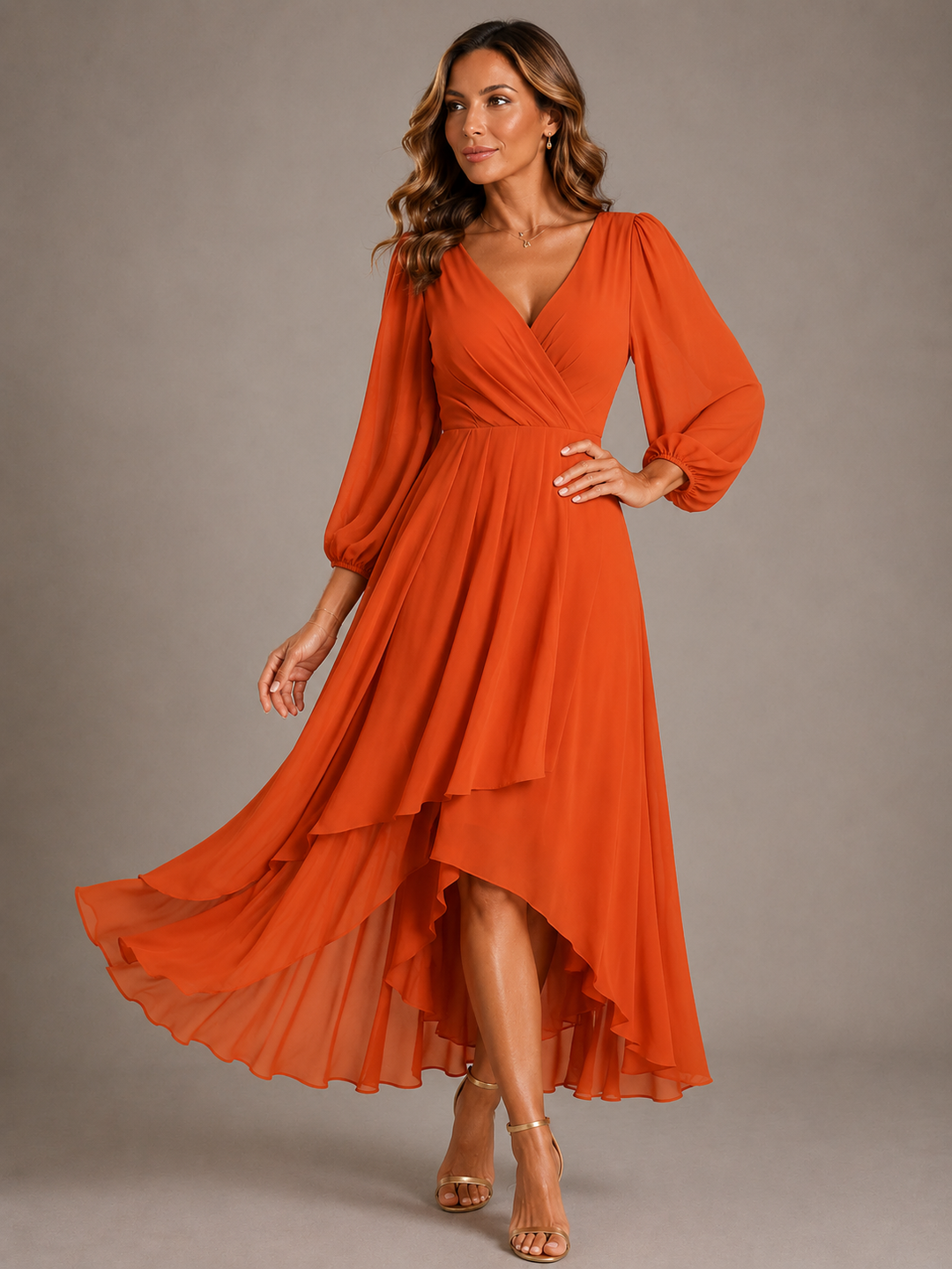 Lucienne™ | Elegant V-Neck Long Dress