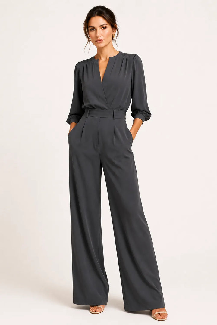 Chic Pleated Shoulder Wedding Guest Jumpsuit
