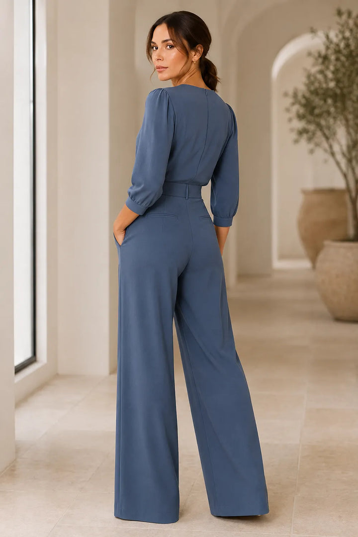 Chic Pleated Shoulder Wedding Guest Jumpsuit