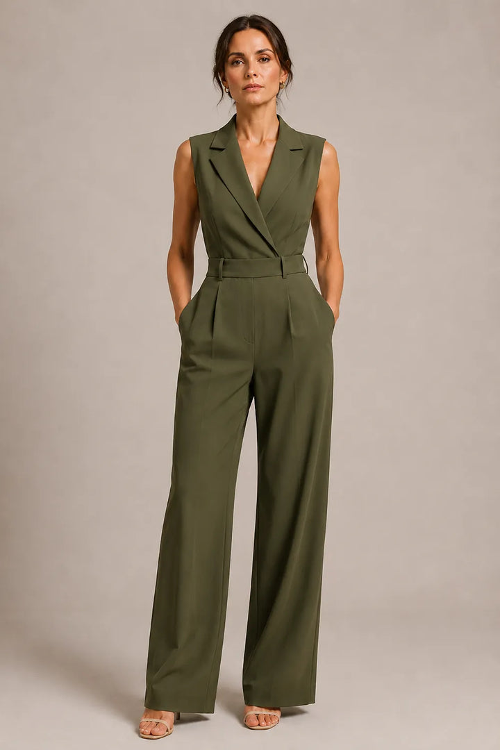 Tailored Sleeveless Wide Leg Formal Jumpsuit