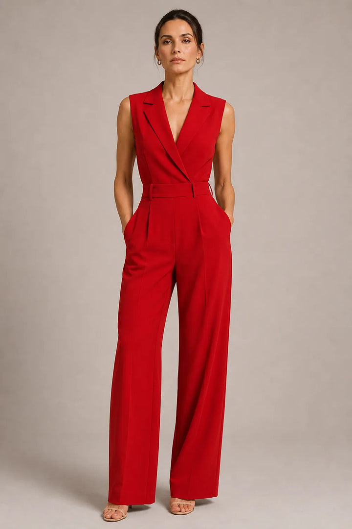 Tailored Sleeveless Wide Leg Formal Jumpsuit