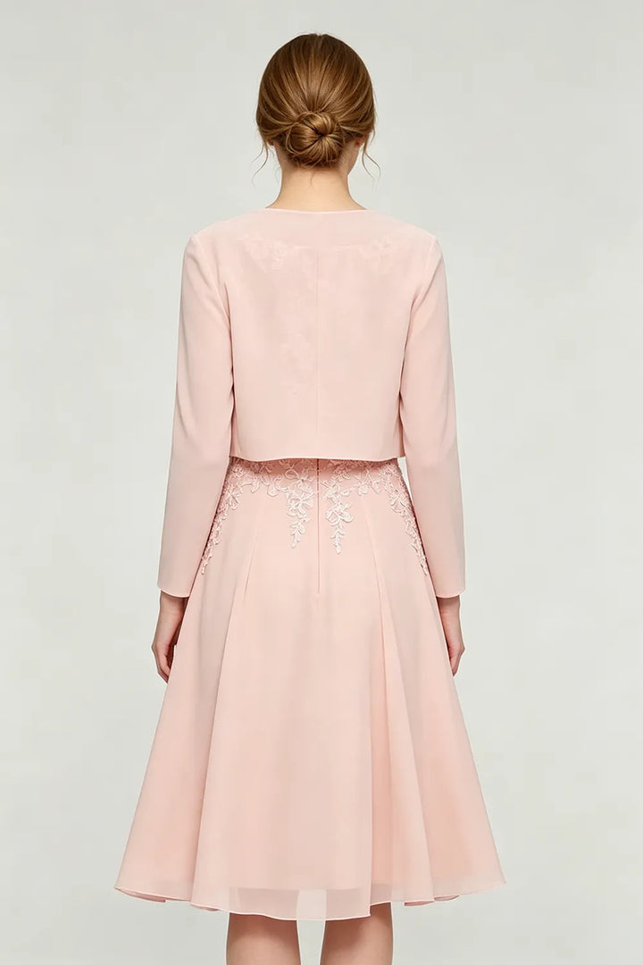 Elowen Lace Applique Chiffon Dress with Jacket