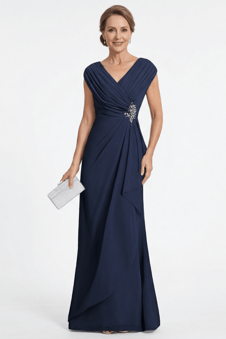 V Neck Chiffon Formal Dress for Mother of the Bride
