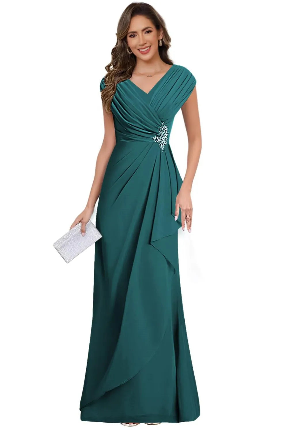 V Neck Chiffon Formal Dress for Mother of the Bride
