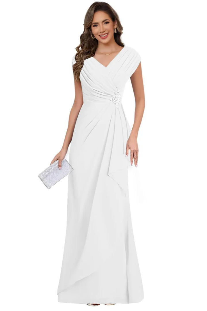 V Neck Chiffon Formal Dress for Mother of the Bride