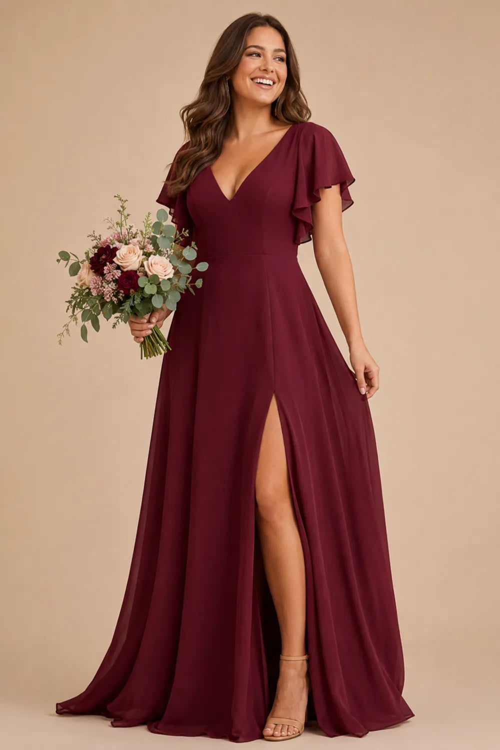 Lisa™ | Flutter Sleeve Maxi Dress