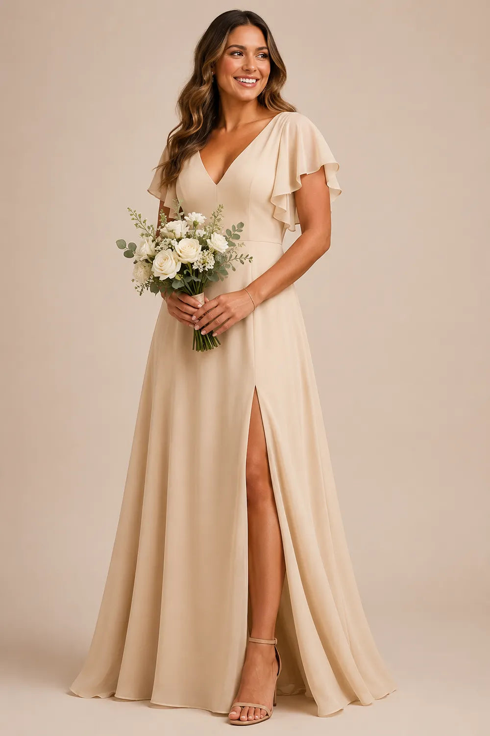 Lisa™ | Flutter Sleeve Maxi Dress