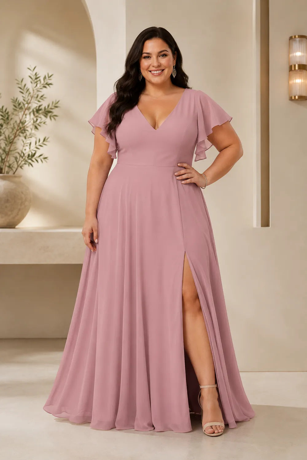 Lisa™ | Flutter Sleeve Maxi Dress