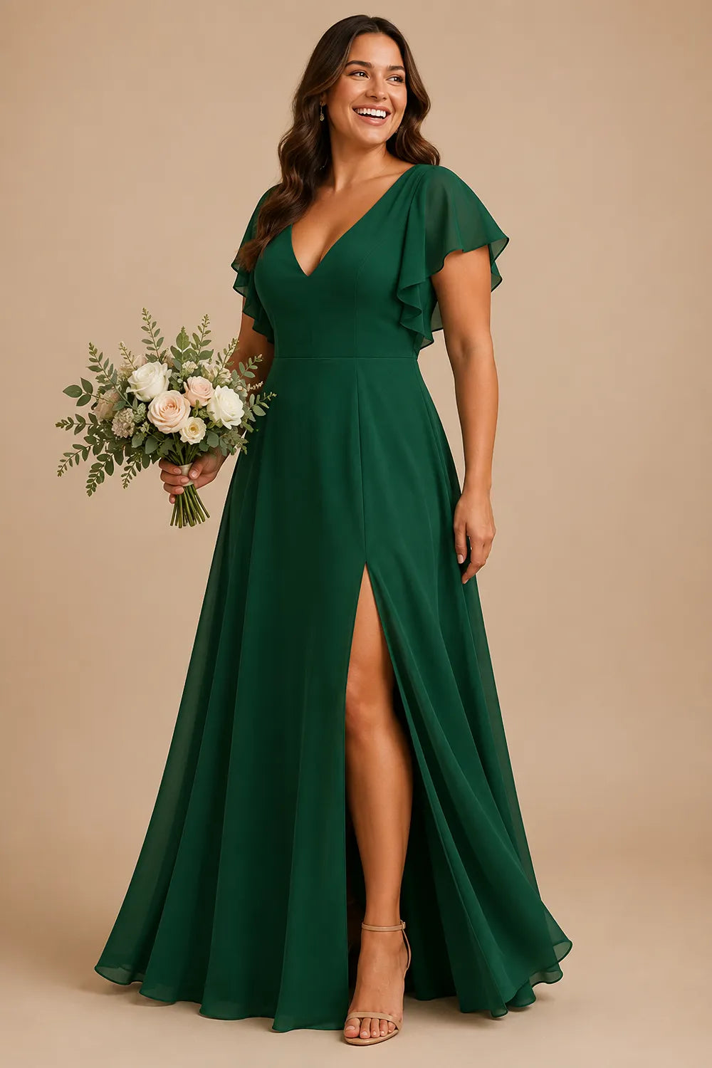 Lisa™ | Flutter Sleeve Maxi Dress